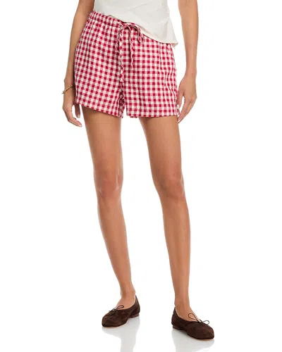 Rails Jenner Gingham Pull-on Linen Shorts In Pink