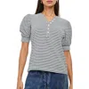 Rails Jewel Striped Top In Ivory Navy Micro Stripe