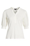 Rails Jewel Puff Sleeve Top In White Rib