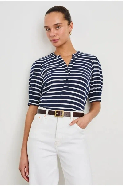 Rails Jewel Top In Navy Ivory Stripe