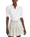 Rails Jewel Puff Sleeve Top In White Ribbed