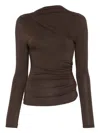 Rails Joelle Cowl-neck Fitted Top In Brown