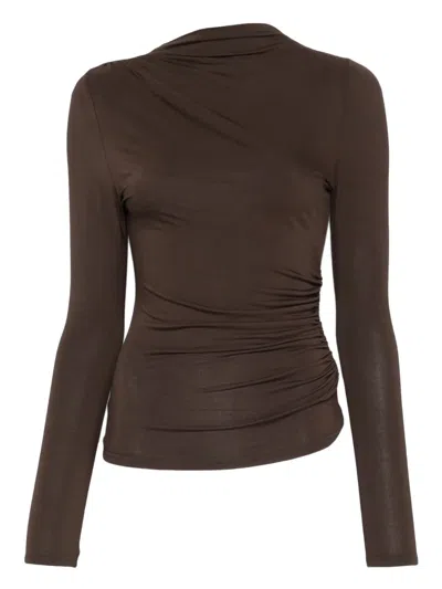 Rails Joelle Cowl-neck Fitted Top In Brown