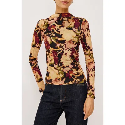 Rails Joelle Floral Mesh Mock Neck Top In Multi