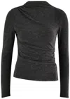 Rails Joelle Ruched Funnel Neck Top In Dark Grey