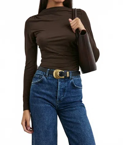 Rails Joelle Ruched Long Sleeve Top In Espresso In Brown