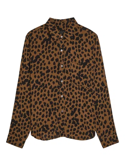 Rails Josephine Animal-print Shirt In Brown