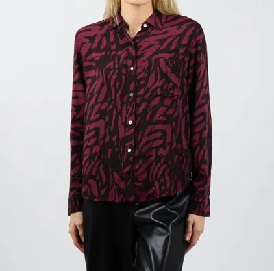 Rails Josephine Button Front Shirt In Oxblood Tiger Stripe In Burgundy