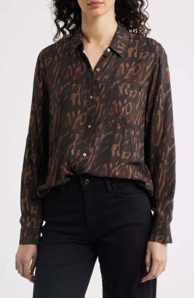 Rails Josephine Leopard Print Button-up Shirt In Brown