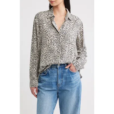 Rails Josephine Leopard Print Button-up Shirt In Gray