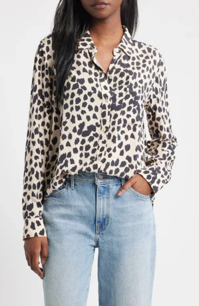 Rails Josephine Snakeskin Print Button-up Shirt In Black