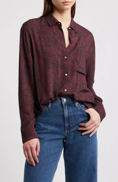 Rails Josephine Snakeskin Print Button-up Shirt In Merlot Python