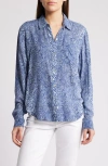 Rails Josephine Snakeskin Print Button-up Shirt In Navy Python