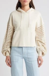 Rails Joyce Open Stitch Inset Cotton Hoodie In Flax