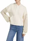 Rails Joyce Open Stitch Inset Cotton Hoodie In Beige
