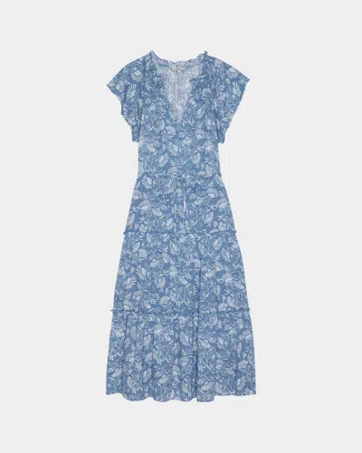 Rails Juni V-neck Linen Midi Dress In Blue