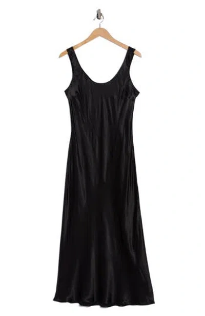 Rails Kailani Sleeveless Satin Midi Dress In Black