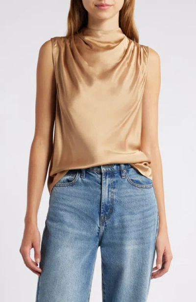 Rails Kaleen Funnel Neck Satin Top In Camel