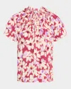 Rails Kamila Printed Split Neck Top In Amaranth