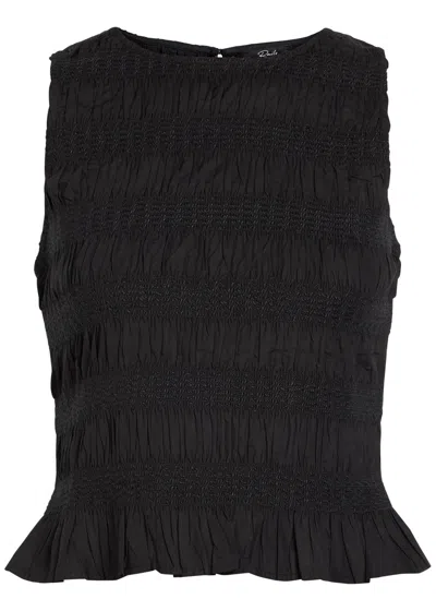 Rails Kane Smocked Cotton Top In Black