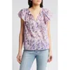 Rails Karysa Ikat Print Flutter Sleeve Cotton Top In Pink Ikat