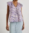 Rails Karysa Ikat Print Flutter Sleeve Cotton Top In Purple