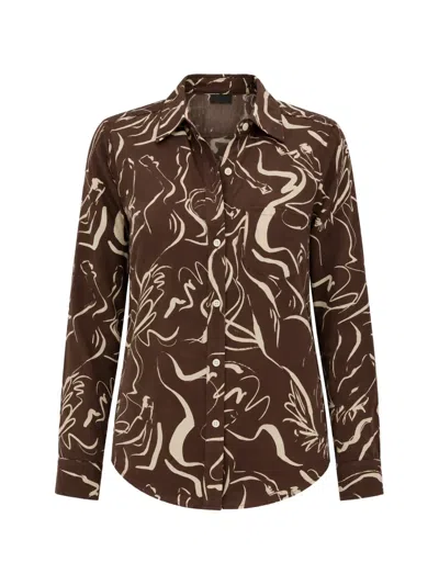 Rails Kate Abstract-print Long-sleeve Shirt In Brown