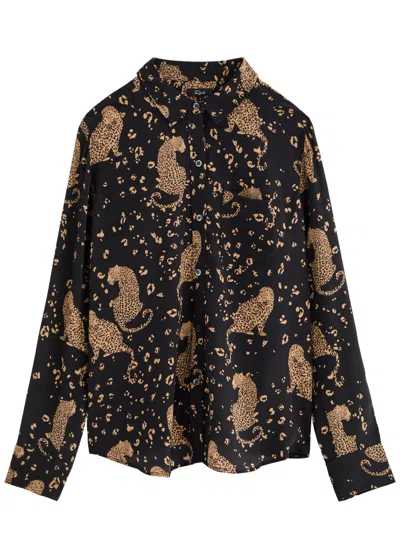Rails Kate Leopard-print Silk Shirt In Black