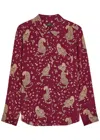 Rails Kate Jaguar Print Silk Button-up Shirt In Red