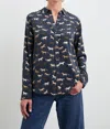 Rails Kate Horse Print Silk Button-up Shirt In Multi