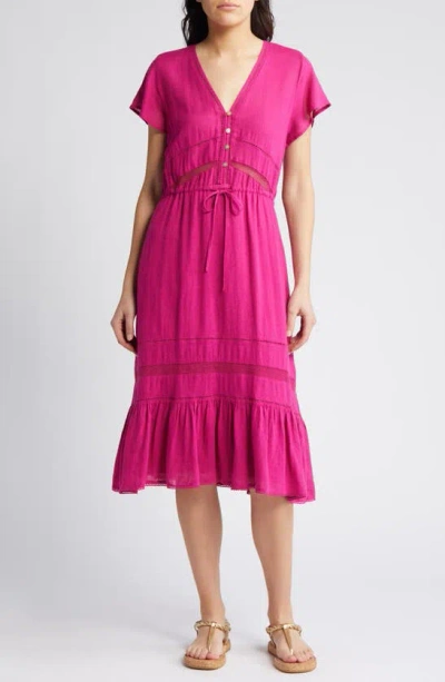 Rails Kiki Drawstring Waist Linen Blend Dress In Radiance Lace Detail