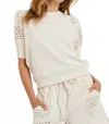 Rails Kimberly Eyelet Short Sleeve Sweatshirt In White