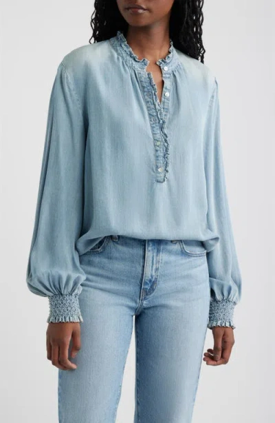 Rails Kimmy Ruffle Chambray Top In Blue