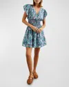 RAILS KIMORA FLORAL FLUTTER-SLEEVE MINI DRESS