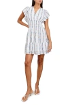 Rails Kimora Floral Smocked Waist Linen Blend Dress In Bluebell Stripe