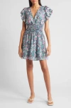 Rails Kimora Floral Flutter-sleeve Mini Dress In Navy Leilani Floral