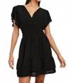 Rails Kimora Smocked Waist Linen Blend Mini Dress In Black In Black