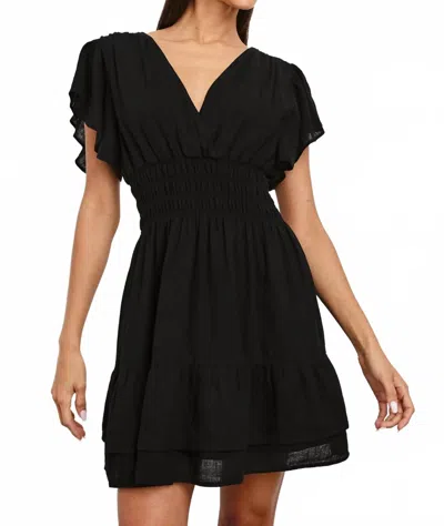 Rails Kimora Smocked Waist Linen Blend Mini Dress In Black