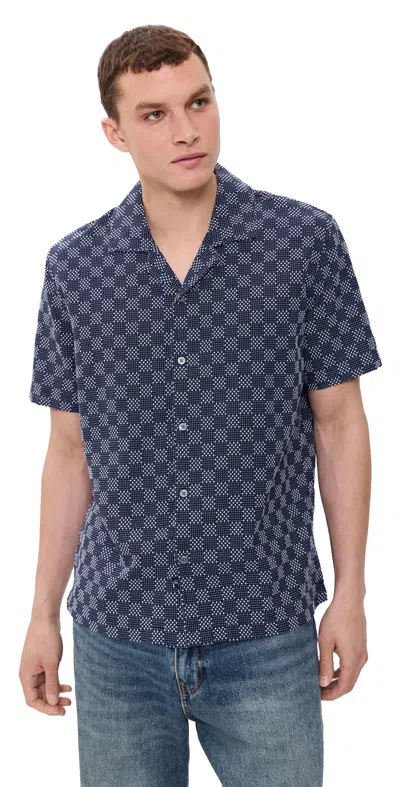 Rails Kin Button Down Shirt Navy Sashiko In Blue