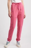 Rails Kingston Heart Embroidery Cotton Blend Joggers In Pink Midnight Hearts