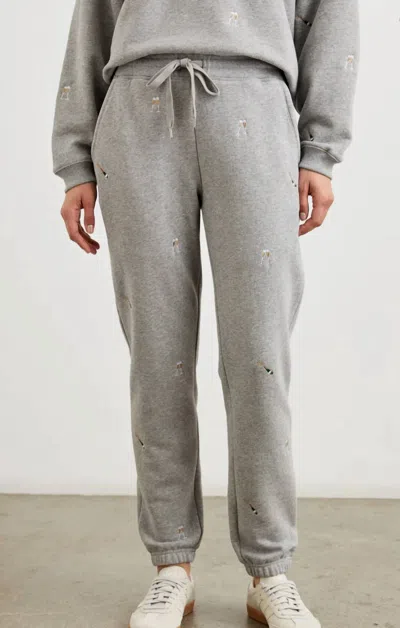 Rails Kingston Sweatpants In Heather Grey Martini Embroidery In Gray