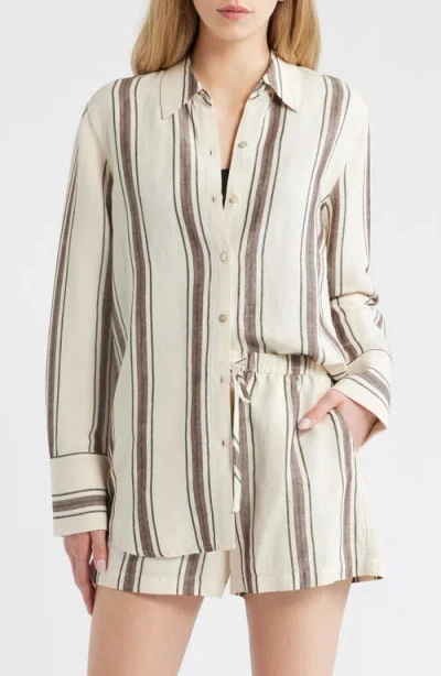 Rails Knox Variegated Stripe Linen Blend Button-up Shirt In Pattern