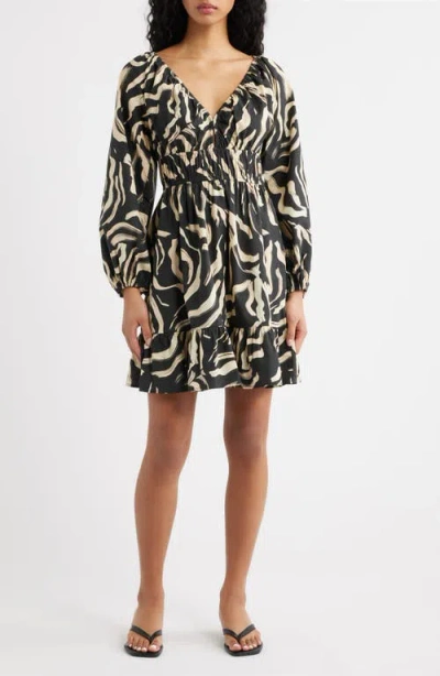 Rails Krina Long Sleeve Brushstroke Print Dress In Multi