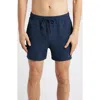 Rails La Brea Iridescent Swim Trunks In Navy Seersucker