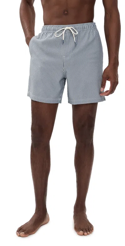 Rails La Brea Swim Shorts Navy Deck Stripe In Blue