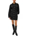 Rails Ladera Studded Long Sleeve Denim Mini Shirtdress In Black