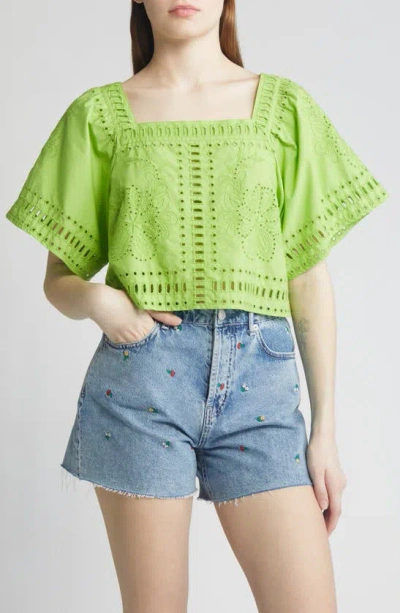 RAILS LAINE EMBROIDERED EYELET COTTON CROP TOP