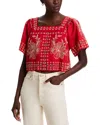 Rails Laine Embroidered Eyelet Square Neck Cotton Top In Terracotta