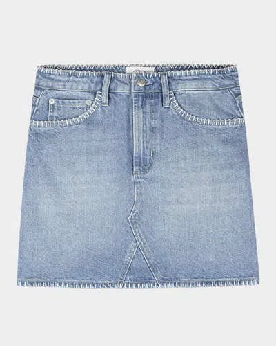 Rails Laurel Blanket Stitch Denim Mini Skirt In Harbor