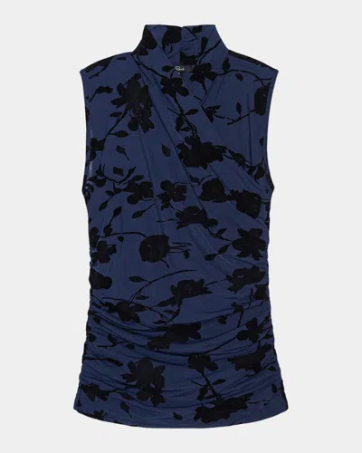 Rails Lauris Sleeveless Velvet Floral Top In Blue